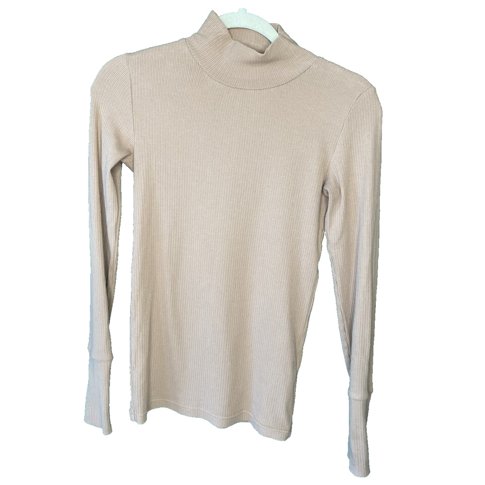 J CREW Shirt Womens Size XS Preppy Cotton Ribbed Mock Neck Long Sleeve Pullover